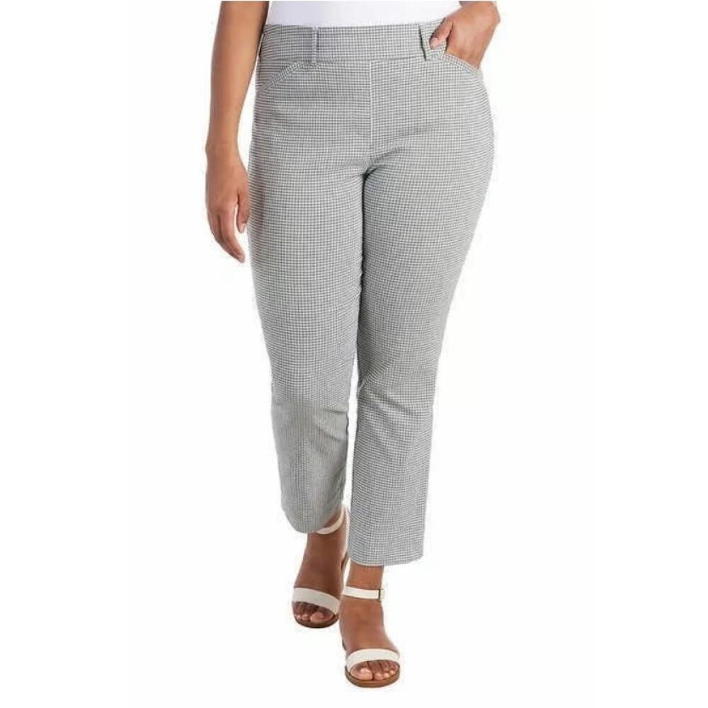 New HILARY RADLEY White Black Stretch Skinny Leg Pull-On Ankle Pants Size XL